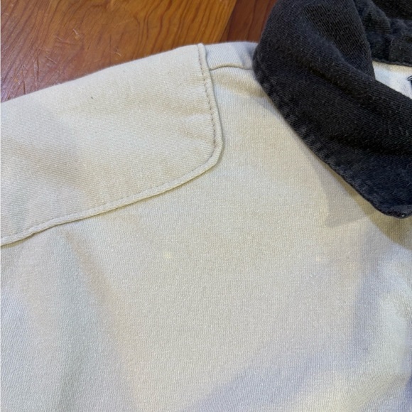 Old Navy Rugby Shirt Mens Large Beige Long Sleeve Heavy Cotton Henley Casual - Picture 9 of 10